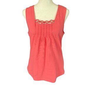 R.Q.T Petite women's peach sleeveless pleated stretchy tank top